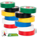 XFasten Electrical Tape 3/4 Inch x 66 Feet 12-Pack (792 Feet Total) UL/CSA Listed High Temp Residue-Free Vinyl Automotive Electric Tape Waterproof (Multicolor, 3/4 Inch x 66ft (12-Pack 792 ft Total))