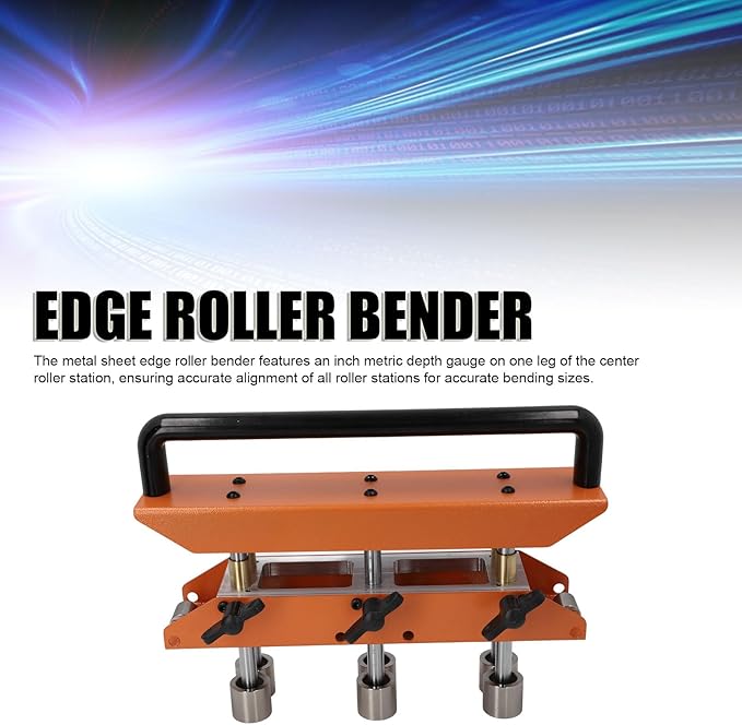 3 Station Roller, 0-90 ° Angle Large Radius Sheet Roller Bender, Aluminum Standing Seam Roofing Tools (Brown)