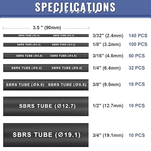 Heat Shrink Tubing Kit - Sopoby 3:1 Ratio Adhesive Lined, Marine Grade Automotive Industrial Shrink Wrap - Black 360 PCS