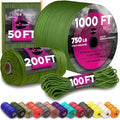 TECEUM 5/32" Paracord Rope 1000 – 1000ft / 200ft / 100ft / 50ft – Tactical Parachute Cord 4mm – 45+ Colors – Nylon String for Survival & Camping Gear – Stripe Cord for Survival – Utility Rope