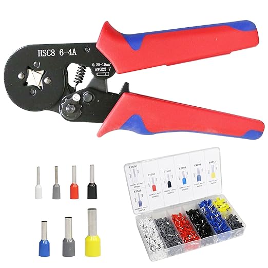Fidioto Ferrule Crimping Tool Kit, One AWG23-7 Self-Adjustable Ratchet Wire Crimping Tool with 1900PCS Wire Terminals Crimping Connectors Wire End Ferrules