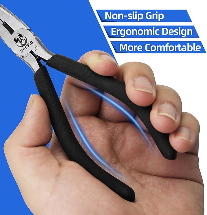 Needle Nose Pliers, 6.5" Long Nose Pliers with Cutter, Precision Serrated Twill Design Jaw Small Needle Nose Pliers for Jewelry Making, Bending Wire, Crafts, Electronic Repair
