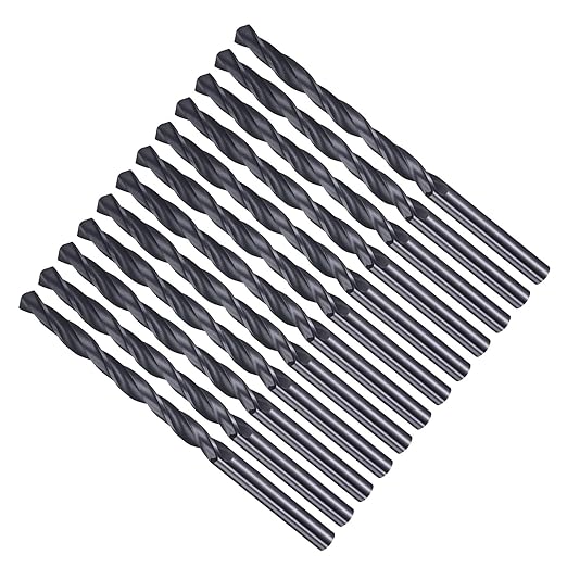 Drill Bit, 5.6mm Cutting Diameter, 4241 HSS Nitriding Black 118° Cutting Angle Versatile Jobber Bits - (Applications: for Drilling Plastic Wood Soft Metal), 12-Pieces