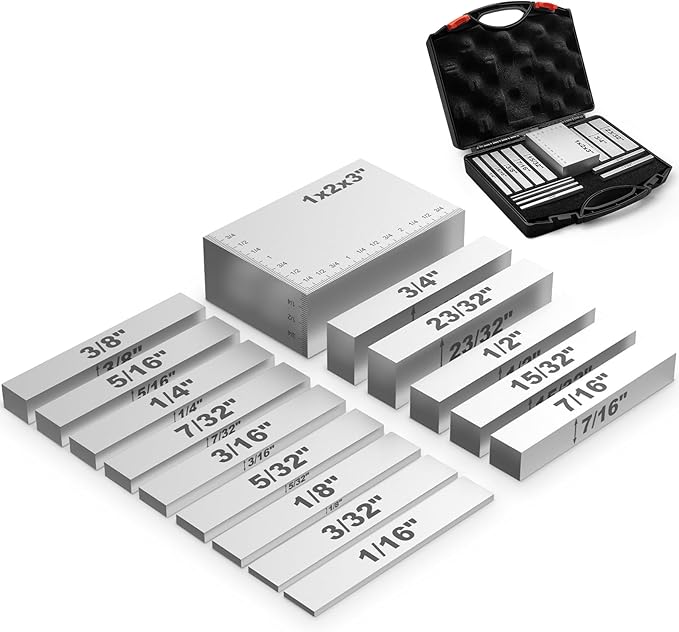 Setup Blocks Woodworking,15 Pcs Setup Height Gauge Set with Laser-Engraved Markings, Precision Woodworking Measuring Tools for Router and Table Saw, All Aluminum