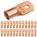 SELTERM 25pcs 2/0 AWG 1/4" Stud Battery Lugs, Ring Terminals, Heavy Duty Copper Wire Lugs, Battery Cable Ends, 00 Gaug Ring Terminal Connectors, UL Bare Copper Eyelets Electrical Battery Cable Lugs