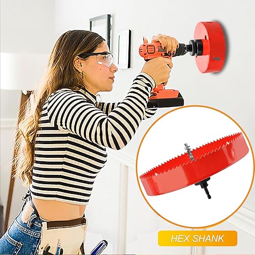 Hole Saw Heavy Duty bit Hex Shank,Hole Saw HSS with Arbor Bi-Metal & Heavy Duty Hole Saw Cutter for Wood Corn Hole Boards Plastic Drywall (φ185)