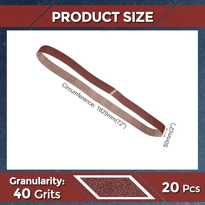 6 Pcs Sanding Belts 2 x 72 Inch 40 Grit Aluminum Oxide Abrasive Sandpaper for Belt Sander Metal Grinding Wood Working Weld Rust Removal