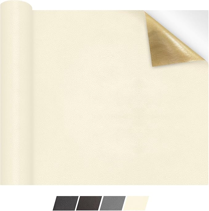 Leather Repair Patch Kit – 3.9x79 Inch Instant Repair for Scratches, Cracks & Peels on Furniture, Couch, Sofa, Car Seats, Handbags, Cabinets – Heavy-Duty Adhesive Leather Repair Tape (Beige)