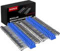 48PCS Magnetic Modular Wrench Organizer Set - Tool Drawer Storage Rack with Metric & SAE Labels, Wrench Holder with Magnet, Perfect Tool Gift for Men, father, boyfriend, DIYers & Mechanics (Blue)