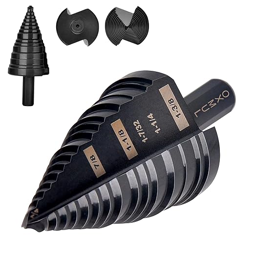 M35 Step Drill Bit for Metal, 1/4" to 1-3/8", Cobalt Bits, Heavy Duty for Stainless Steel, Metal, Aluminum, Copper, 6-Steps. 204