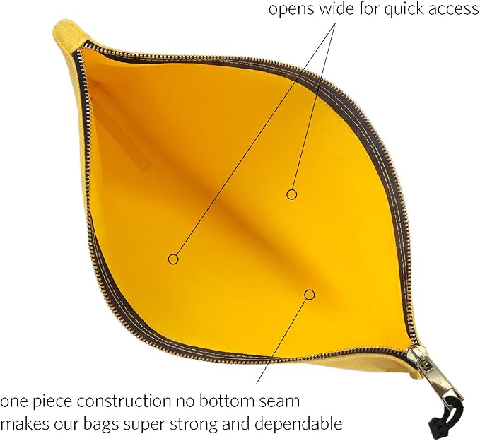 Canvas Tool Pouch Zipper Bag - 5 Pack Utility Bags Heavy Duty Metal Zippers Pouches with Carabiner, Multi Storage Organizer Clip on Tote Bags