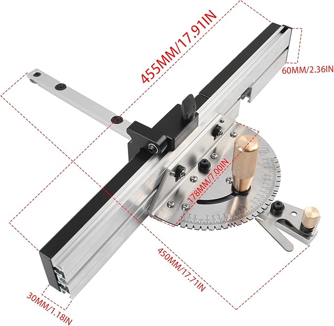 Precision Miter Gauge for Maximum Stock Support and Repetitive Cut Flip Stop