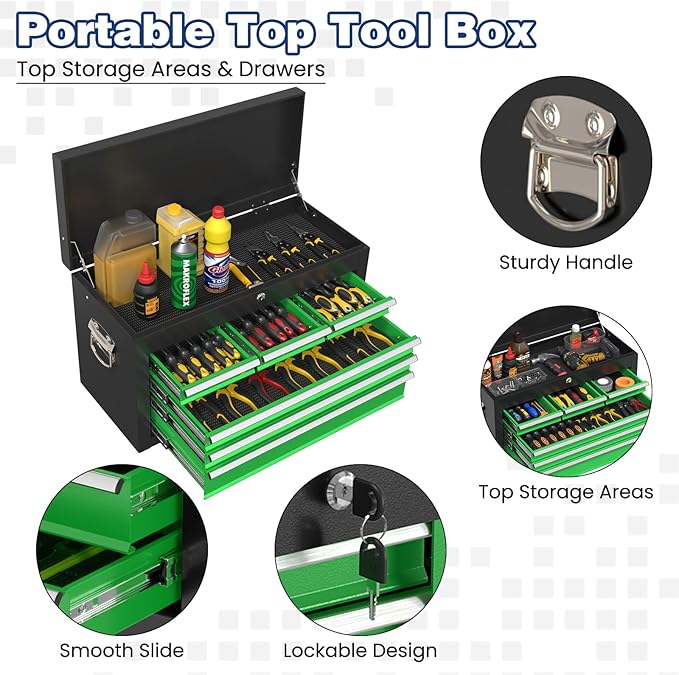 Rolling Tool Chest with Wheels, 8-Drawer High Capacity Tool Box with Wheels, Removable Storage Toolbox with Lock for Garage, Workshop