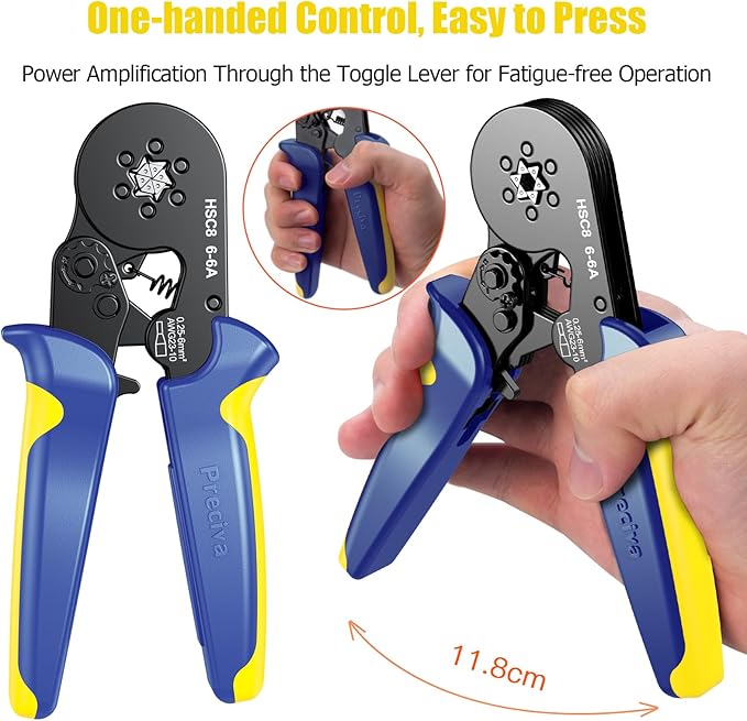 Preciva Ferrule Crimping Tool Kit with 1900PCS Wire Connectors, Hexagonal AWG23-10 Sawtooth Self-Adjustable Ratchet Wire Terminals Crimper Kit