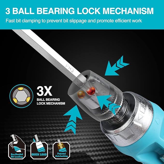 DURATECH Ratcheting Screwdriver, 12-in-1 Multi-bit Screw Drivers, Premium S2 Steel, Innovated Bits Quick-Load Mechanism, with Phillips, Slotted, Torx, Square Bits Stored in Handle