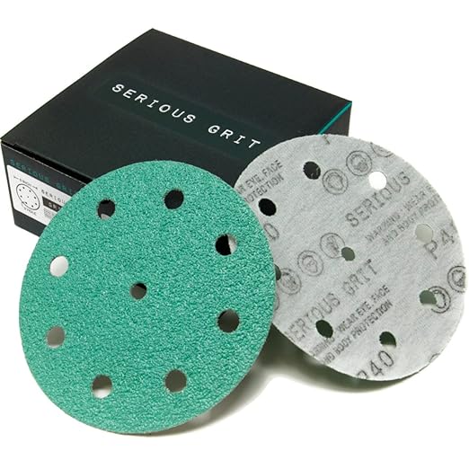 5-Inch 9-Hole 40 Grit Sanding Discs - Heavy-Duty Hook & Loop Film Discs - Sandpaper for Random Orbital Sanders - 25 Pack Box