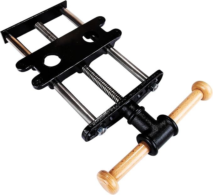 O'SKOOL 9 Inch Quick Release Workbench Front Vise for Woodworking, Heavy Duty Cast Iron Bench Vise with Beechwood Handle