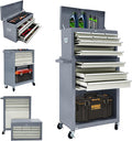 13-Drawer Rolling Tool Chest with Wheels, 2 in 1 Detachable Rolling Tool Chests, Moblie Tool Cabinet with Drawers, Large Lockable Tool Box, Metal Standing Toolbox for Garage Workshop(Gray)