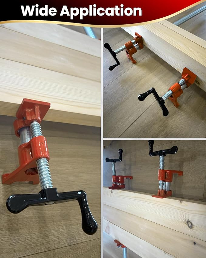 Pipe Clamps 3/4 inch 6 Pack Pipe Clamp with Unique Foot Ideal for Carpentry, Home Improvement, and DIY Projects Wood Gluing Clamps (Orange, 3/4 IN)
