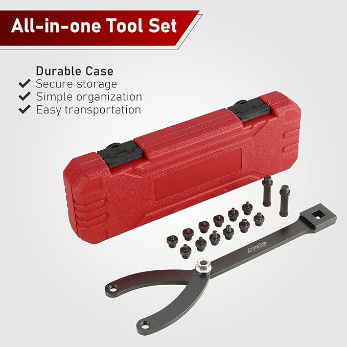 ATPEAM Spanner Wrench Set with Variable Pins 15Pc Adjustable Spanner Wrench fits Camshaft pulleys