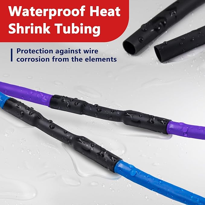 1 inch Heat Shrink Tubing, 5 Ft 3:1 Heat Shrink Tube Dual Wall Adhesive Lined, Waterproof Marine Shrink Wrap Tubing, Electrical Industrial Automotive Sealing Heat Shrink Tubing Kit for Wire Insulation