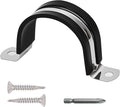 Pipe Clamps NPS 1-1/4 Inches （Φ42MM）- 304 Stainless Steel & Rubber Lining 10 Pack