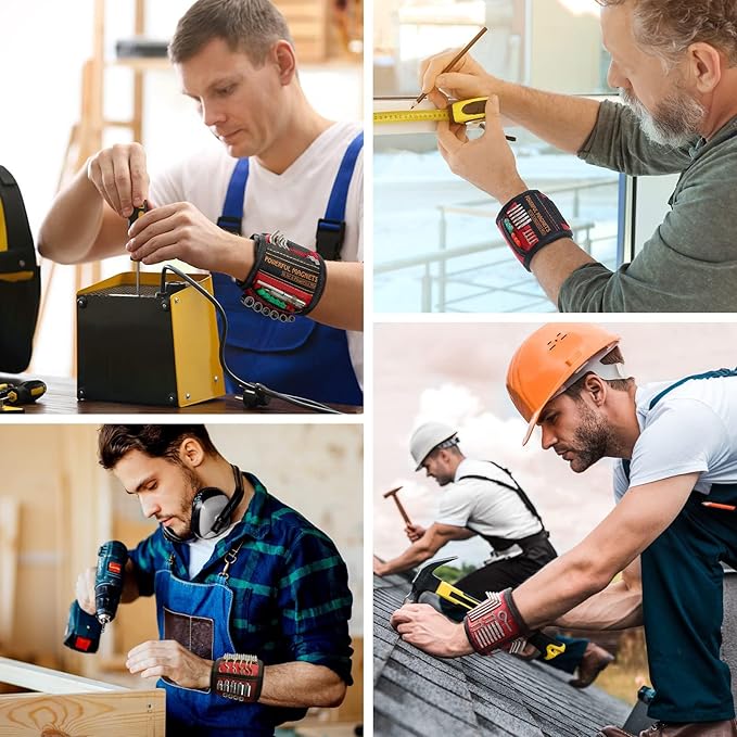Stocking Stuffers for Men Women Gifts Magnetic Wristband: 2 Pack Men Gifts Tool Belt Magnet Wrist for Holding Screws Nails Christmas Gadget for Dad Adults Him Husband Who Have Everything Wants Nothing