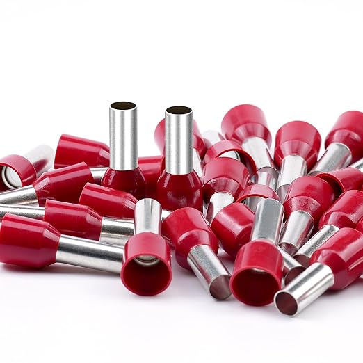 AIRIC UL Listed Wire Ferrule Connectors 8 Gauge - DIN Standard - Crimp Copper Ferrules Terminals Wiring Electrical Connector Nylon Insulated Pin Cord End Terminal 8 AWG, Red, 100 Pcs