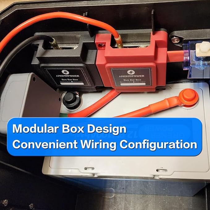 400A Bus Bar 12V Waterproof Power Distribution Block with 8 x M10(3/8") Terminal Studs Heavy Duty Marine Bus Bar Module Design for Automotive RV Car Marine Truck Boat