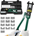 16T Hydraulic Battery Cable Crimper 8 AWG to 600 MCM Cable Crimping Tool Hydraulic Lug Crimper Electrical Terminal Wire Crimper with 13 Pairs of Dies Kit, Green