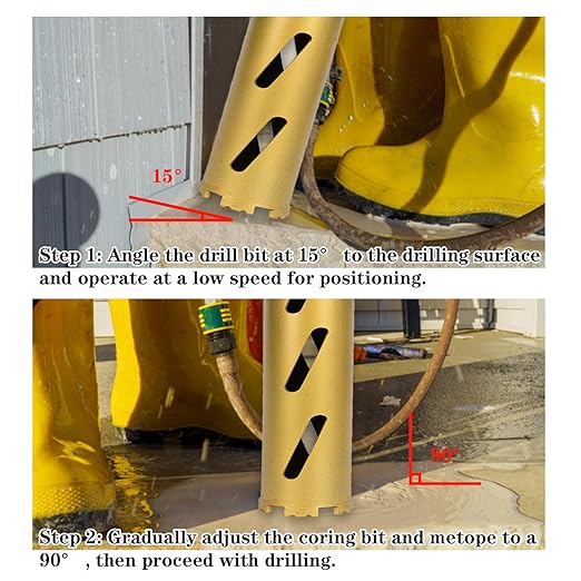 5" Dry Core Drill Bits for Cured Concrete with Rebar Brick Blonck Masonry etc 12.2in/310mm Drilling Depth，10mm Diamond Segment Height，2 Adapters