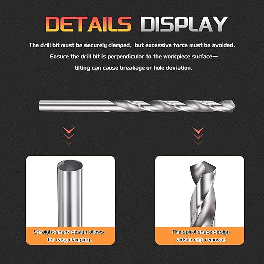 Drill Bit, 5.5mm Cutting Diameter, 4241 HSS 118° Cutting Angle Uncoated Bright Versatile Jobber Bits - (Applications: for Drilling Plastic Wood Soft Metal), 10-Pieces