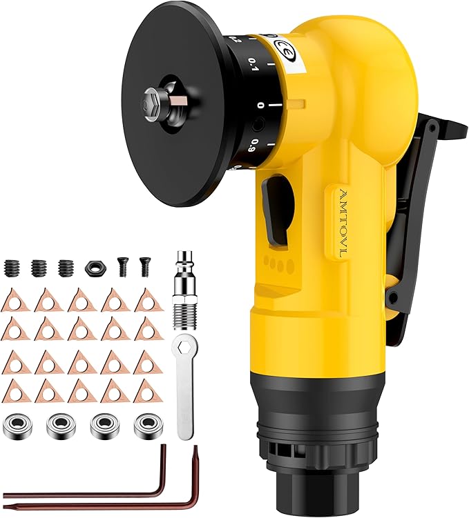 AMTOVL Air Chamfer Tool - Mini Pneumatic Chamfering Machine, 30000 RPM Pneumatic Chamfering Tool, 45 Degree Air Beveling Machine with 1/4 Inch Air Inlet for Metal, Wood, Acrylic Deburring