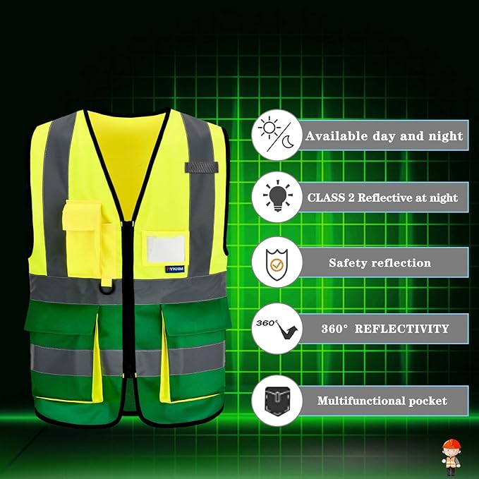 A-SAFETY yellow green construction vest