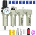 1/2" NPT 4 Stage Heavy Duty Industrial Grade, Auto Drain Air Drying System, Coalescing Filter, Particulate Filter, Double Desiccant Dryer and Air Regulator For Plasma Cutter and Paint Spray