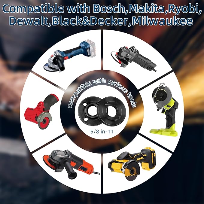 7PCS IALTMEI Angle Grinder Nut ＆ Angle Grinder Wrench Set， Premium 5/8-11 Flange Metal Lock Nut, Compatible with Dewalt, Milwaukee, Makita1, Metabo, Bosch, Ryobi, Black Decker 4.5" 5" Grinder Parts