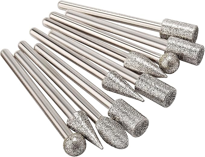 Diamond Grinding Burr Drill Bit Set Compatible with Dremel Rotary Tool 20Pcs Diamond Drill Bits with 1/8" Shank Rotary Tool Accessories for Carving Engraving Grinding Polishing Stone Glass Ceramic