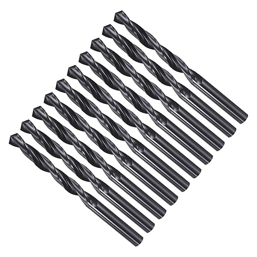 Drill Bit, 9.5mm Cutting Diameter, 4241 HSS Nitriding Black 118° Cutting Angle Versatile Jobber Bits - (Applications: for Drilling Plastic Wood Soft Metal), 10-Pieces
