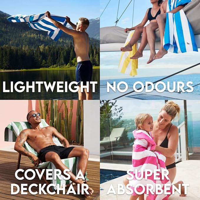 Dock & Bay Customized Beach Towel - Quick Dry, Sand Free - Compact, Lightweight - 100% Recycled - Includes Bag - Cabana Light - Malibu Pink- Large
