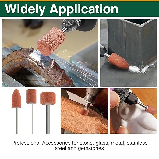 48 Pcs Aluminum Oxide Sanding & Grinding Bits, 3 Types 1/8 Shank Rotary Tool Set for Woodworking, Metal Polishing