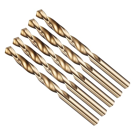 Drill Bit, 21/64" Cutting Diameter (8.334mm), 4241 HSS Gold 118° Cutting Angle Versatile Jobber Bits - (Applications: for Drilling Plastic Wood Soft Thin Metal), 5-Pieces