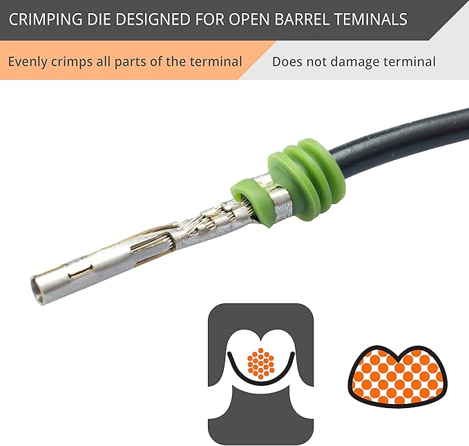 Wirefy Crimping Die for Open Barrel Terminals - 20-10 AWG
