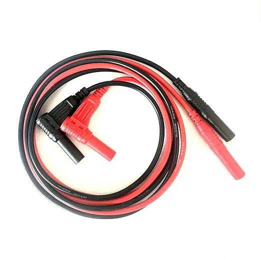 2Pcs Multimeter Test Lead Male to Male Extension Right Angle to Straight 4mm Banana Plug Connectors Meter Leads Heavy Duty Silicone Jumper Wires 14 AWG 3 Feet