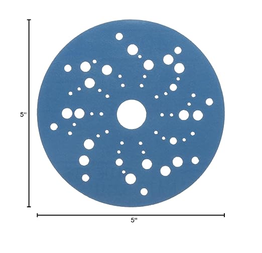 3M Hookit Blue Abrasive Ceramic Aluminum Oxide Hook & Loop Disc - 5 in Diameter Multi-Hole Vacuum Holes - 36166 [PRICE is per BOX]