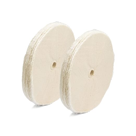 ENKAY - 8" Loose Cotton Buffing Wheels (2 Pack) for Polishing Metal and More, for Use with Polishing Compounds, Buffing Machines & Bench Grinders (40 Ply Each)