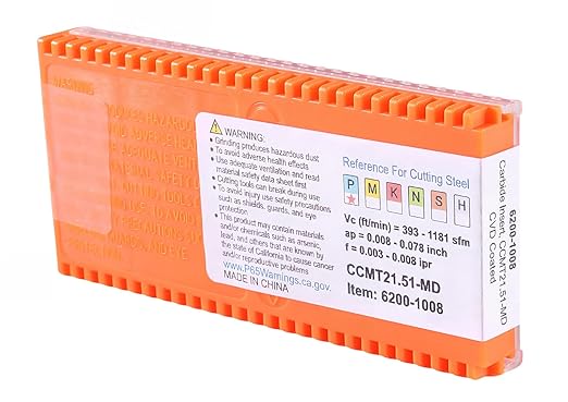 Accusize Industrial Tools Ccmt21.51-Md Cvd Coated Carbide Inserts, 10 Pcs/Box, Black and Yellow, 2200-1008