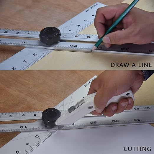 Triangle Ruler Square Carpentry Squares Folding Aluminium Frame Construction Tools Combination 24 Inches in Framing Roofing Stair Work Woodworking Movable Right Angle 90°45 Degree Angle Ruler
