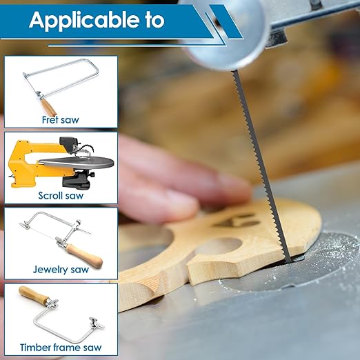 48Pcs Scroll Saw Blade Pin End Set Compatible with MS20 MS20-01 MS51-01 High Carbon Steel 4inch Woodworking Metal Cutting Scroll Saw Blade Assortment Kit 15TPI 18TPI 24TPI for Wood US
