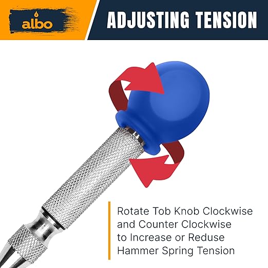 ALBO Spring Loaded Center Punch Tool – 5 Inch Automatic Punch for Metal, Wood & Steel – Heavy Duty Drill Punch with Non-Slip Comfort Cap, Galvanized Finish & Precision Tip for Accurate Marking (1pc)
