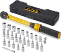 1/4 Inch Drive Bike Torque Wrench, 1-25 Nm (10-222.5 in.lb), 27 PCS Click Bicycle Torque Wrench with Bit Sockets, 0.1 Nm Micro, 72-Tooth Ratchet, 3/8 Adapter, for MTB, E-Bike, Motorcycle